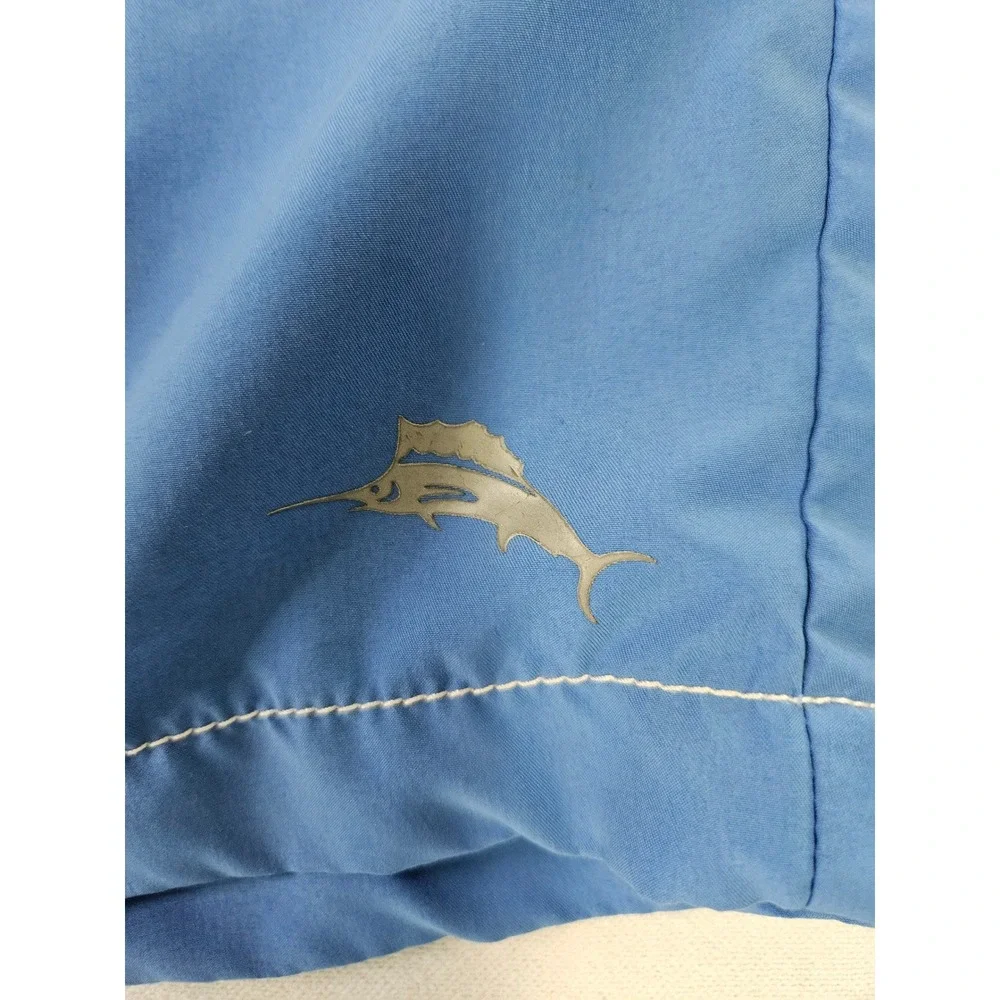 Tommy Bahama Swim Trunks Mens 38 Blue Board Shorts Marlin Logo Mesh Lined Beach